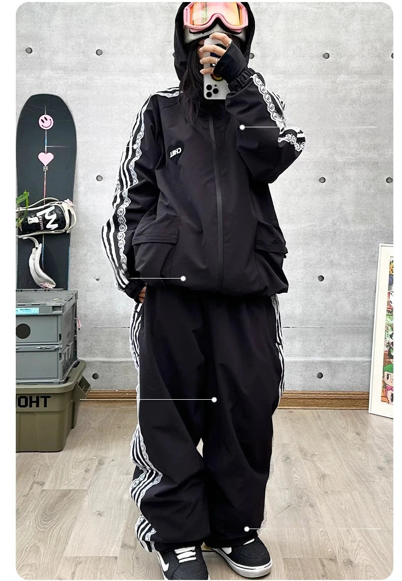 John Snow Fashion Waterproof Ski Suit Warm Breathable Snow Jacket And Pants For Men And Women Outdoor Sports Snowboard Clothing