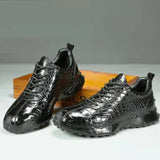 2025 new arrival Fashion Crocodile Belly Skin causal shoes men,male Genuine leather Sneakers 018