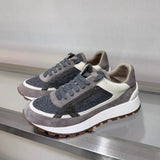 2025 Early Spring Full-Grain Leather Patchwork Chain Retro Color-Block Thick-Sole Casual Women's Shoes