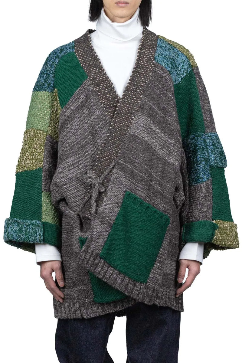 New Spring and Autumn Long Sleeve V-neck Cardigan loose hand-color matching design unique niche tide coat