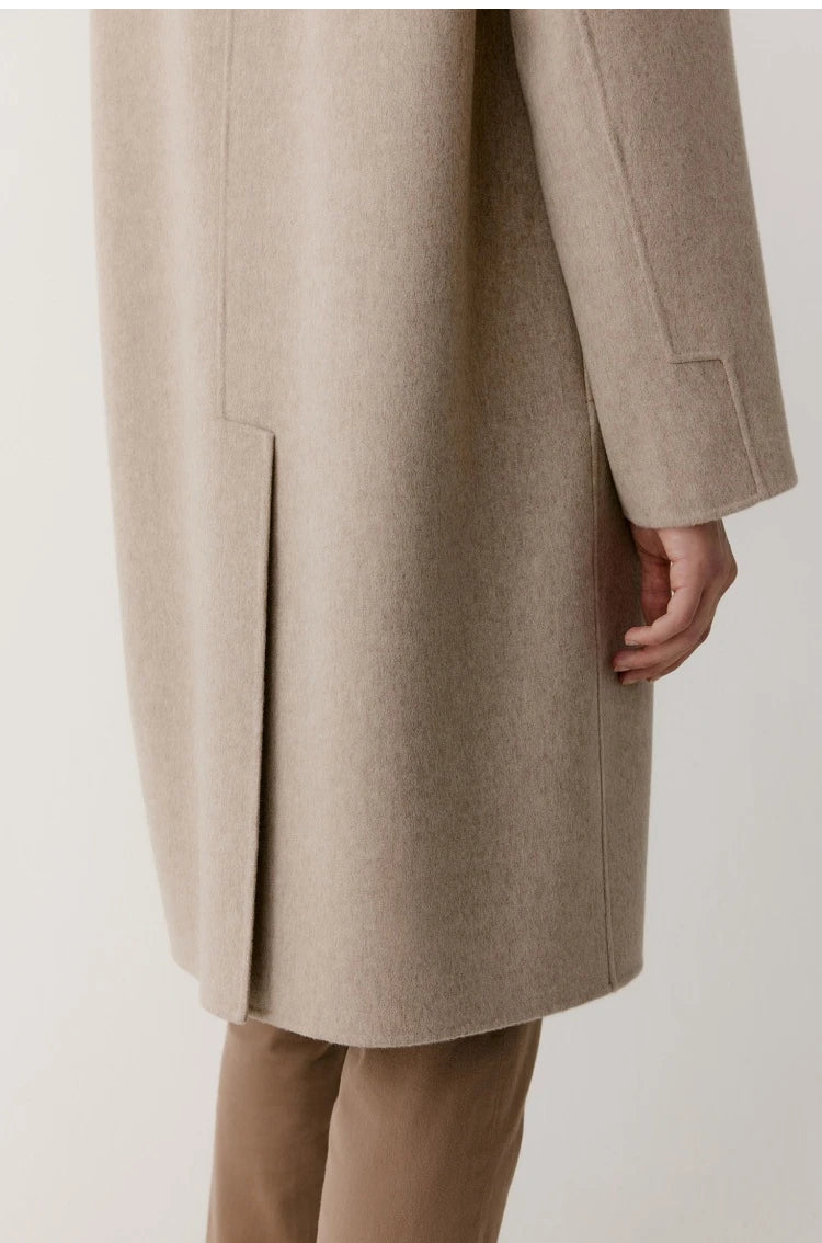 Double-sided cashmere autumn winter men's coat beige V-neck wool new fashion coat loose plus size fat 3XL 100KG warm soft wear