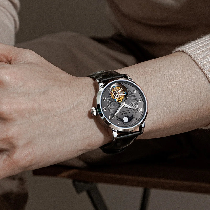 2023 Sugess Top Tourbillon Mens Luxury Watch Tianjin ST8235 Movement Mechanical Wristwatches Sapphire Glass Moonphase Luminous