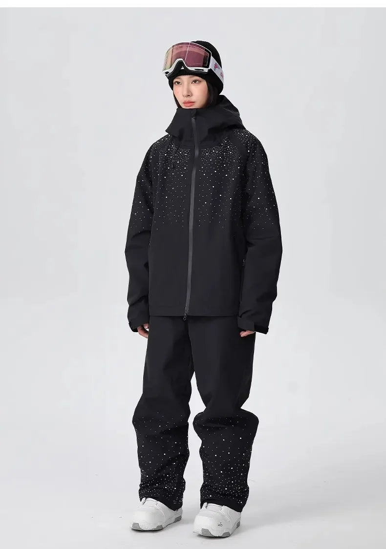 2025 Adult Fashion New Ski Suit Shirt Pants Winter Skiing Sports Windproof Waterproof Wear-resistant Warm Loose Women Ski Sets