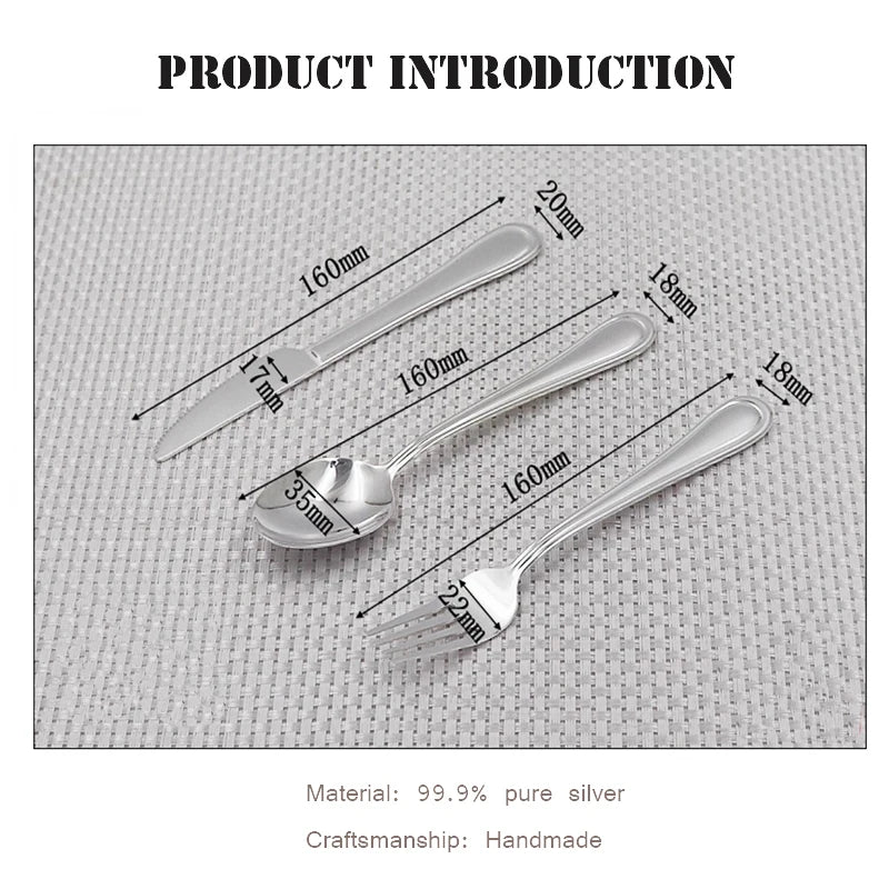 Western tableware set sterling silver 99.9% coffee spoon sugar tea dessert kitchen steak spoon knife and fork coffee tea spoon