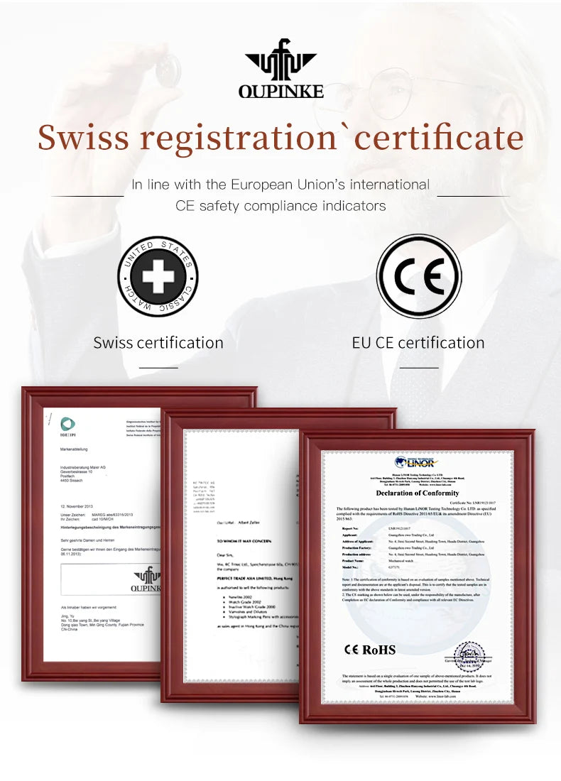 Original OUPINKE 3199 Swiss Automatic Mechanical Watch for Women Real Diamond Sapphire Mirror Ladies Watch Bracelet Set Gift NEW