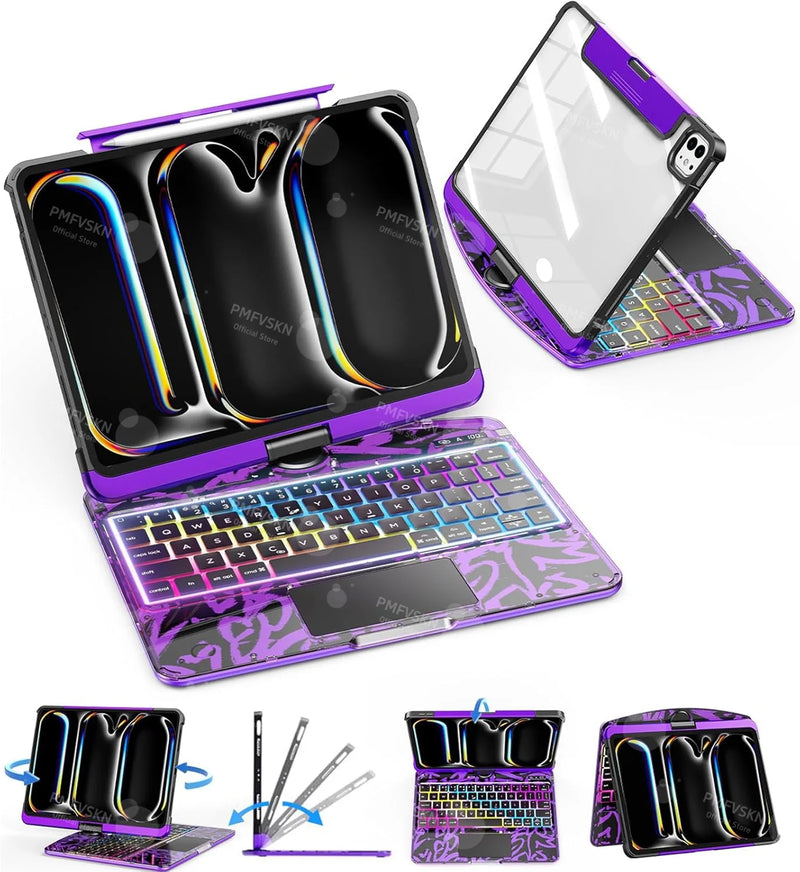 Bluetooth Magic Keyboard For iPad Air 11 13 2025 Air 5 4 iPad 11 A16 10th Gen Rotatable Case For iPad Pro 11 13 M4 Pro 12.9 2022