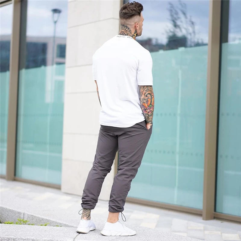 2024 Gyms T-shirt Men Short sleeve Cotton T-shirt Casual Slim t shirt Male Fitness Bodybuilding Workout Tee Tops Summer clothing