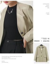 Women's Leather Jacket Coat, Collarless Suit, The First Layer Sheepskin, Lady Leather Coat, Spring and Autumn Fashion