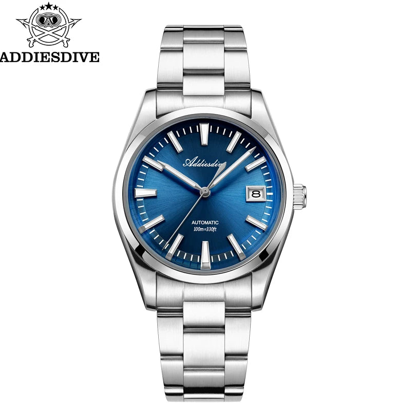 ADDIESDIVE NEW AD2077 Men Mechanical Wristwatches Sunburst Dial AR Coated Coated Dome Glass Waterproof Luxury Automatic Watches
