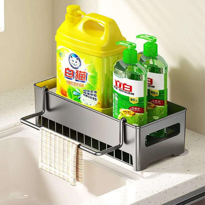 Kitchen Storage Rack Rag Drain Household Sink Sponge Shelf Faucet Dishwasher Sink Multi-function Storage Tool