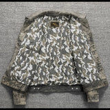 Camouflage Grey Spring Leather Jacket Men Vintage Style Genuine Natural Sheepskin Single Breasted Leather Coat