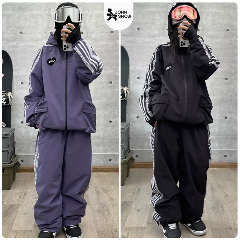 John Snow Fashion Waterproof Ski Suit Warm Breathable Snow Jacket And Pants For Men And Women Outdoor Sports Snowboard Clothing