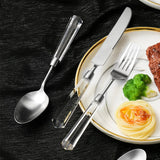 High End Diamond Series Knife, Fork and Spoon Set Flatware, 304 Stainless Steel, Gold and Silver Cutlery Serves 4