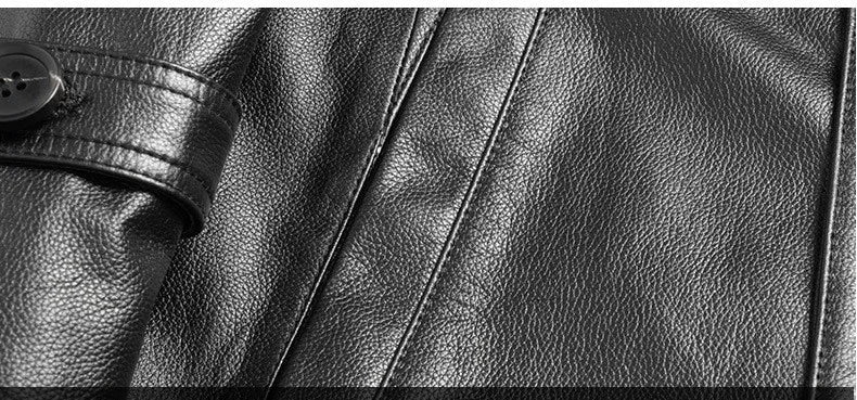 Men's Genuine Cowhide Leather Trench Coat Long Youth Handsome Belted Suit Collar Jacket for Autumn Winter 6XL