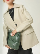 Women's Leather Jacket Coat, Collarless Suit, The First Layer Sheepskin, Lady Leather Coat, Spring and Autumn Fashion