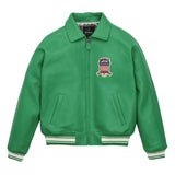 Europe US plus size Men Hip Hop Sheep skin Varsity Jacket Embroidered Diamond Classic Casual Sport genuine leather Coat clothing