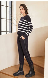 BC-288 High Waisted Pockets Woolen Thick 12Gg 100% Cashmere Women's Pants & Trousers Casual Pants Clothes
