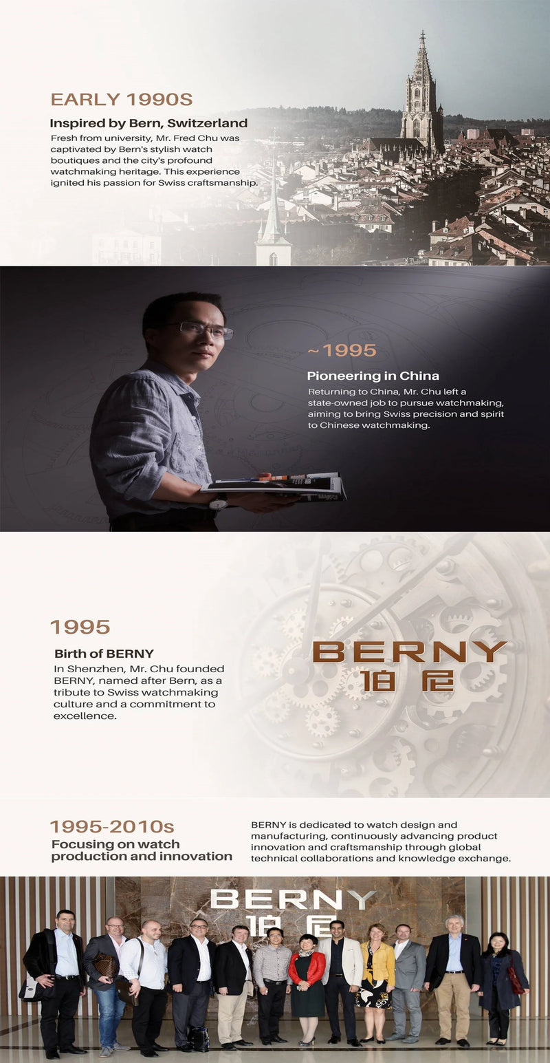 BERNY Luxury 18K Gold Mechanical Watch for Women Automatic Self-Wind Sapphire Ladies Wristwatch 72 Diamond 5ATM Skeleton Design