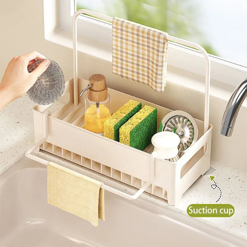 Kitchen Storage Rack Rag Drain Household Sink Sponge Shelf Faucet Dishwasher Sink Multi-function Storage Tool