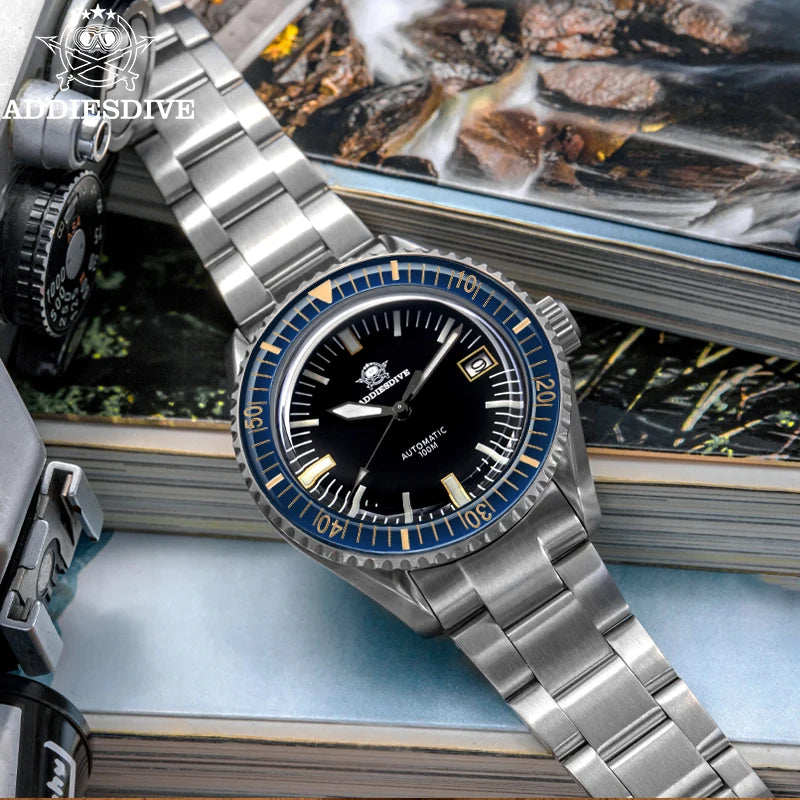 ADDIESDIVE 100m Waterproof Mechanical Watches Sapphire BGW9 Luminous NH35 Automatic Watch Stainless Steel Sports Diving Watches