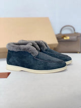 Fur Loafers Flat Shoes Women's Suede Slippers 2025 Quality Casual Shoes Women's Winter Wool Snow Boots