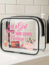 "Just a Girl Who Loves Makeup" clear cosmetic bag.