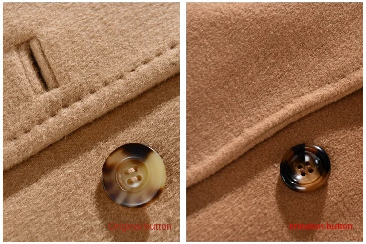 Women 100% Wool Coat For Winter Elegant Beautiful High Grade Brand Blends Double-breasted Office Woolen Overcoat XS With Belt