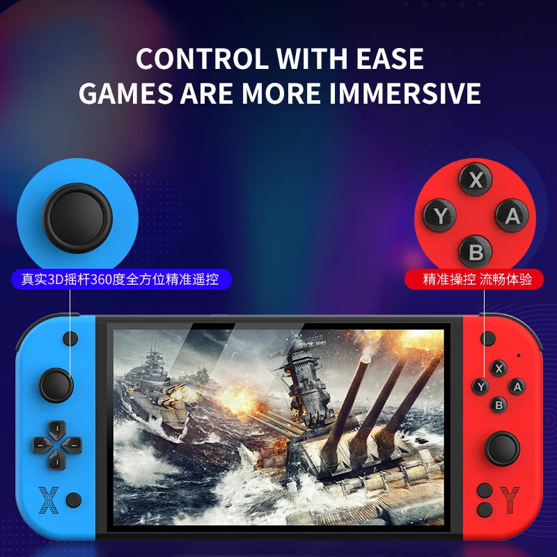 G90 7inch Portable Handheld Game Console 64GB 4000mAh High-Definition Arcade Nostalgic Retro TV Gaming Controller for PSP/PS1