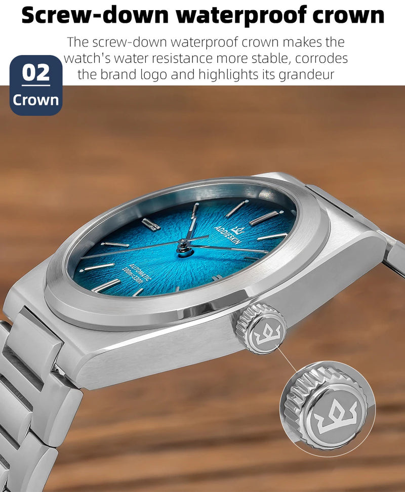 ADDIESKIN Luxury Stainless Steel Man Watch Sapphire Crystal Waterproof 39mm Luminous 9015 Automatic Mechanical Watches For Man