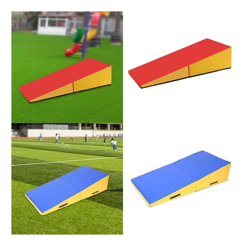 Gymnastics Training Mat, Non-Slip PU Leather Foldable Incline Wedge Gymnastics