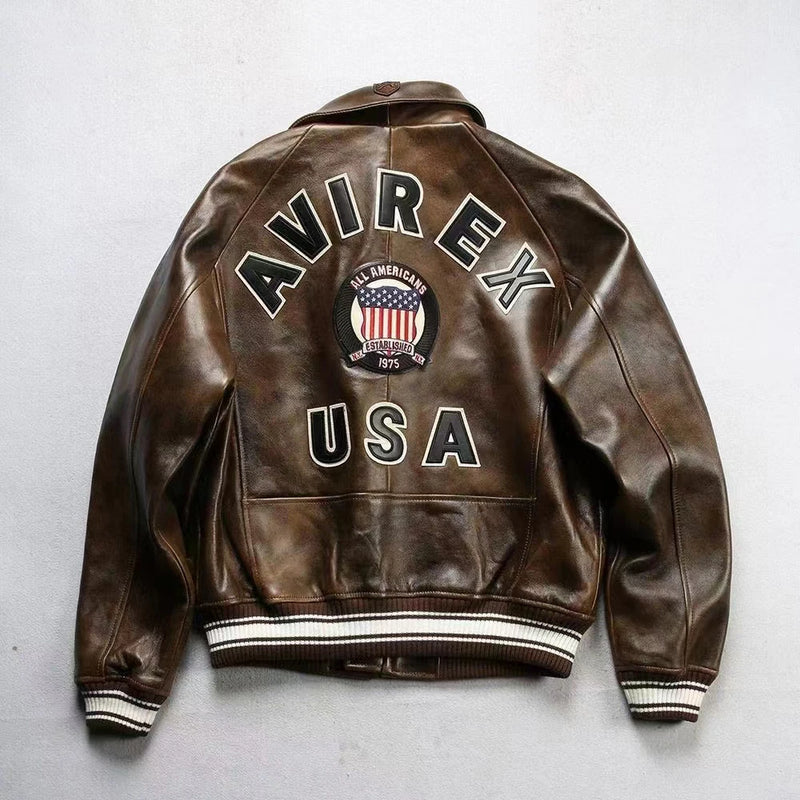 Europe US plus size Men Hip Hop Sheep skin Varsity Jacket Embroidered Diamond Classic Casual Sport genuine leather Coat clothing