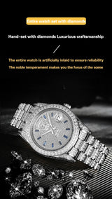 【START】Men's watch Swiss Automatic Mechanical Movement Diamond Watch Waterproof Date Week Function Golden watch
