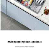 100 CM Large Size Single Slot Stainless Steel Kitchen Sink Multifunctional With Trash Can and Draining Rack Wash Vegetable Basin