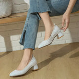 New Women Shoes Pumps Summer Fashion Thick High Heels Buckle Ladies Casual Party Chunky Color Flash Career Slip On  Sequins