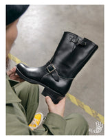 KOWM Cowhide Hiking shoes Brown trekking boots men Engineer's boots workwear goodyear shoes trendy ankle shoes walking sneakers