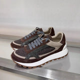 2025 Early Spring Full-Grain Leather Patchwork Chain Retro Color-Block Thick-Sole Casual Women's Shoes