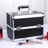 Makeup Train Case Aluminum Alloy Case Pedicure Tool Box with Handle Cosmetic Box Portable Makeup Case Organizer