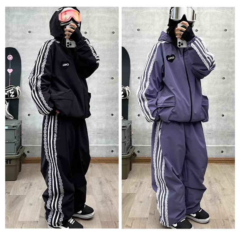 John Snow Fashion Waterproof Ski Suit Warm Breathable Snow Jacket And Pants For Men And Women Outdoor Sports Snowboard Clothing