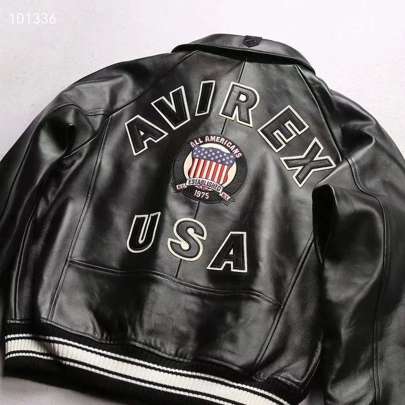 Europe US plus size Men Hip Hop Sheep skin Varsity Jacket Embroidered Diamond Classic Casual Sport genuine leather Coat clothing