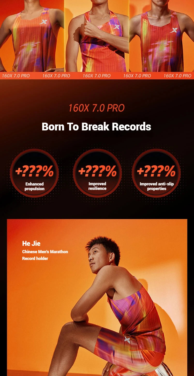 Xtep 160X 7.0 Pro Running Shoes 2025 Professional Marathon PB Carbon Plate Sports Shoes Cushioning Shock Sneakers 975319110041