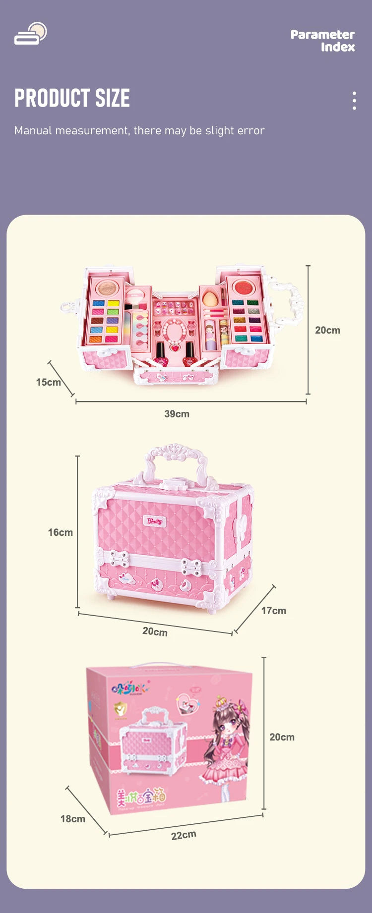 Kids Makeup Kit for Little Girls 49 Pcs Washable Makeup Kit Kids Real Girls Makeup Kit with Cosmetic Case ，Birthday Gifts
