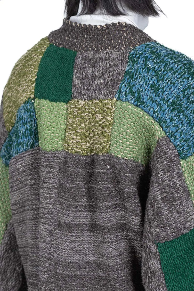 New Spring and Autumn Long Sleeve V-neck Cardigan loose hand-color matching design unique niche tide coat