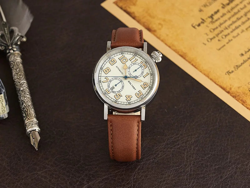 Baltany 2024 New 1935 S6047 Retro Men's Automatic Mechanical Watch Luxury Sapphire Waterproof 5Bar Super Glow C3 releoj hombre w