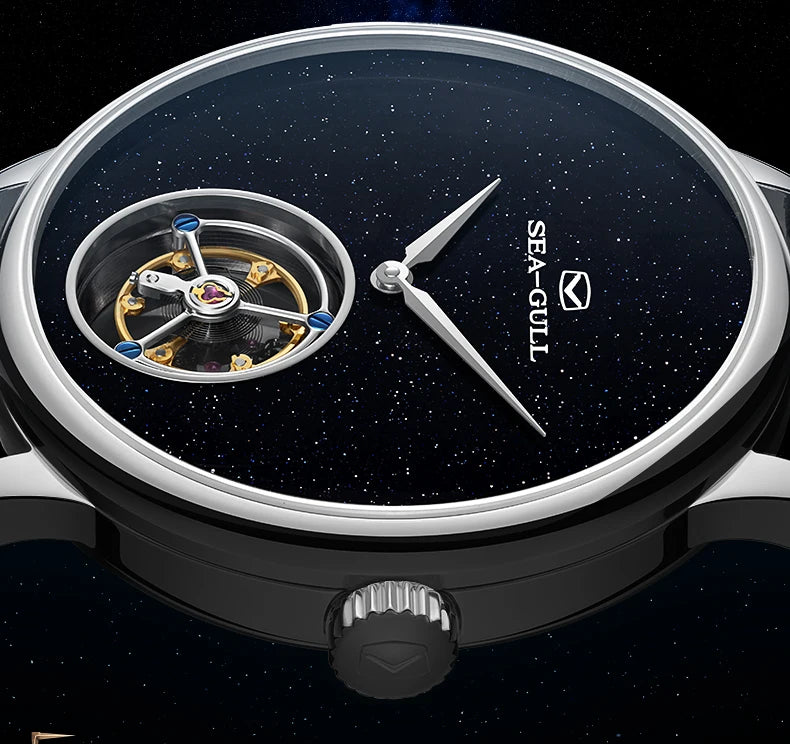 Seagull Tourbillon Men Watch ST8230 Manual Mechanical Vintage Skeleton Wristwatch Elegant Crocodile Strap Relogio Masculion 6144