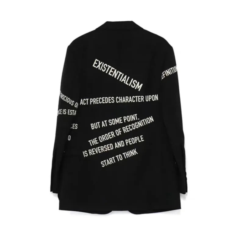 WVGA Spring Autumn New Man Yamamoto Style Darkwear Letter Printed Trendy Suit Coats Niche Chic Casual Multi-Pocket Blazer W12928