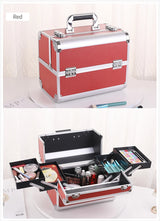 Makeup Train Case Aluminum Alloy Case Pedicure Tool Box with Handle Cosmetic Box Portable Makeup Case Organizer