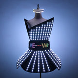 Full Color LED Dress Luminous Costume Nightclub Bar Singer Dj GoGo Women Glowing Skirt Sexy Lead Dancer Light Up Clothing Suits