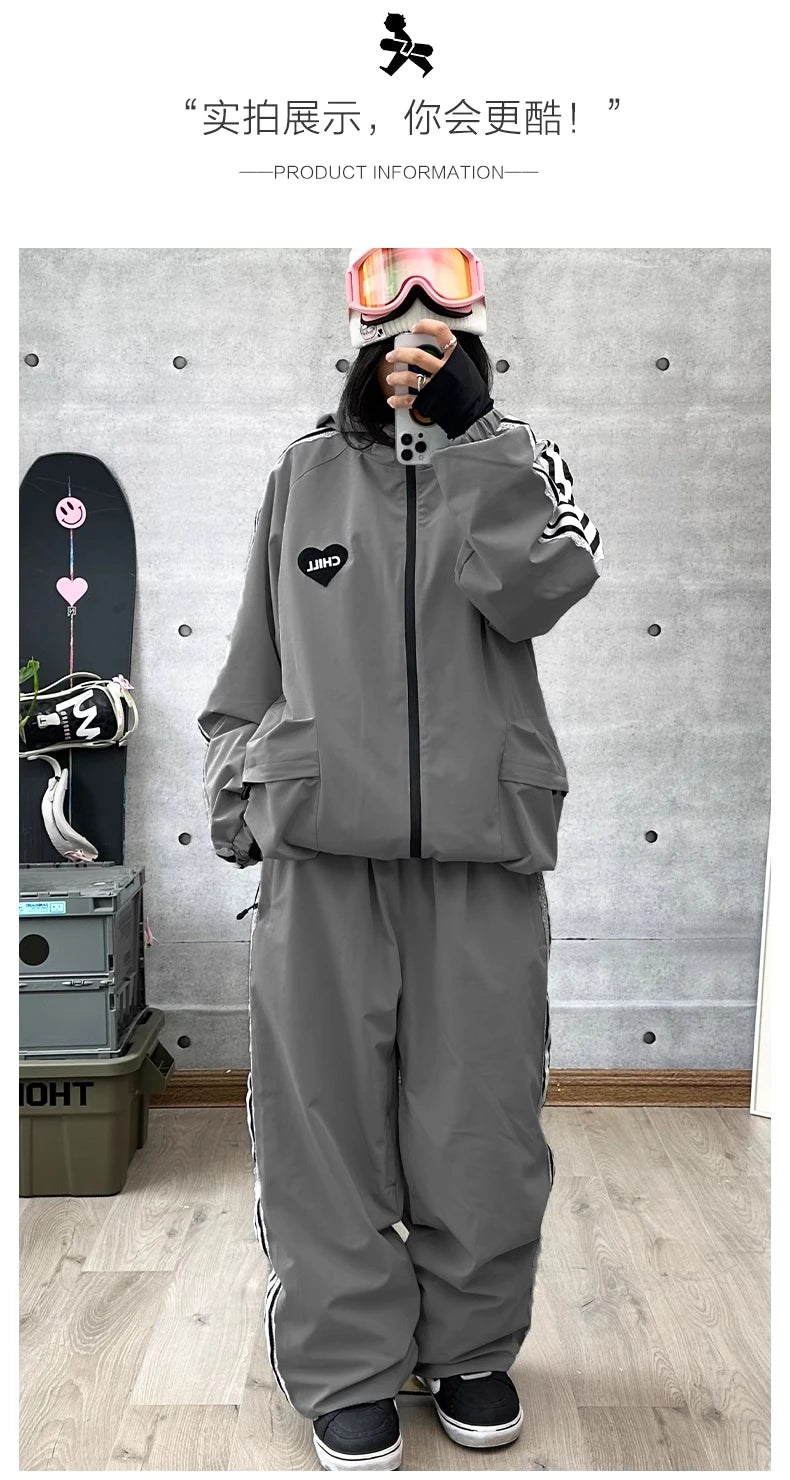 John Snow Fashion Waterproof Ski Suit Warm Breathable Snow Jacket And Pants For Men And Women Outdoor Sports Snowboard Clothing