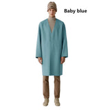 Double-sided cashmere autumn winter men's coat beige V-neck wool new fashion coat loose plus size fat 3XL 100KG warm soft wear