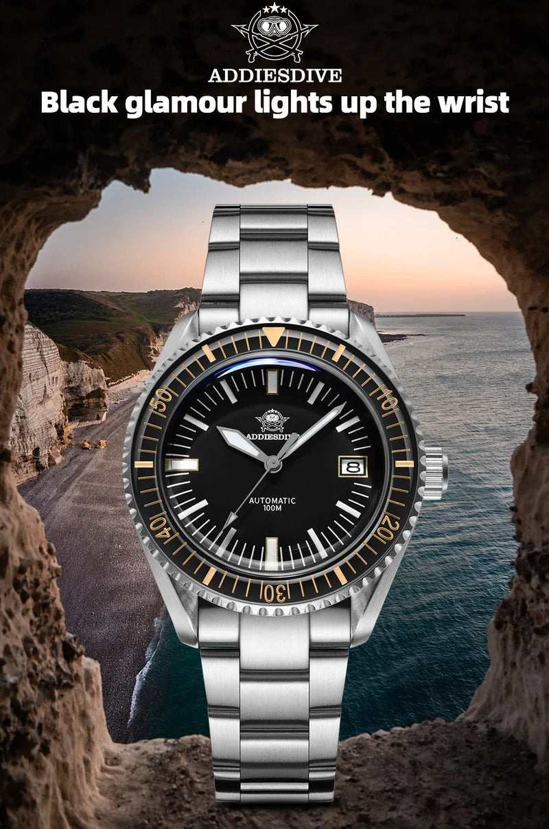 ADDIESDIVE 100m Waterproof Mechanical Watches Sapphire BGW9 Luminous NH35 Automatic Watch Stainless Steel Sports Diving Watches